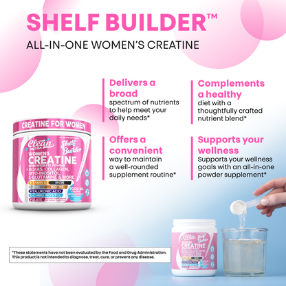 Creatine for Women | Creatine Monohydrate + BCAA Powder Myo-Inositol Collagen Biotin Hyaluronic Acid Folate L Glutamine Vitamin D3 Iron Zinc D-Chiro-Maca Digestion Shelf Builder By Clean Nutra