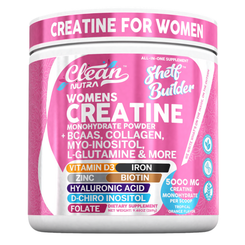 Creatine for Women | Creatine Monohydrate + BCAA Powder Myo-Inositol Collagen Biotin Hyaluronic Acid Folate L Glutamine Vitamin D3 Iron Zinc D-Chiro-Maca Digestion Shelf Builder By Clean Nutra